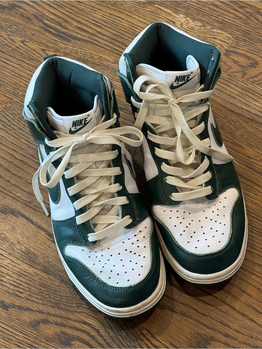 Nike High-Top Sneakers in White and Dark Green MSU size 9